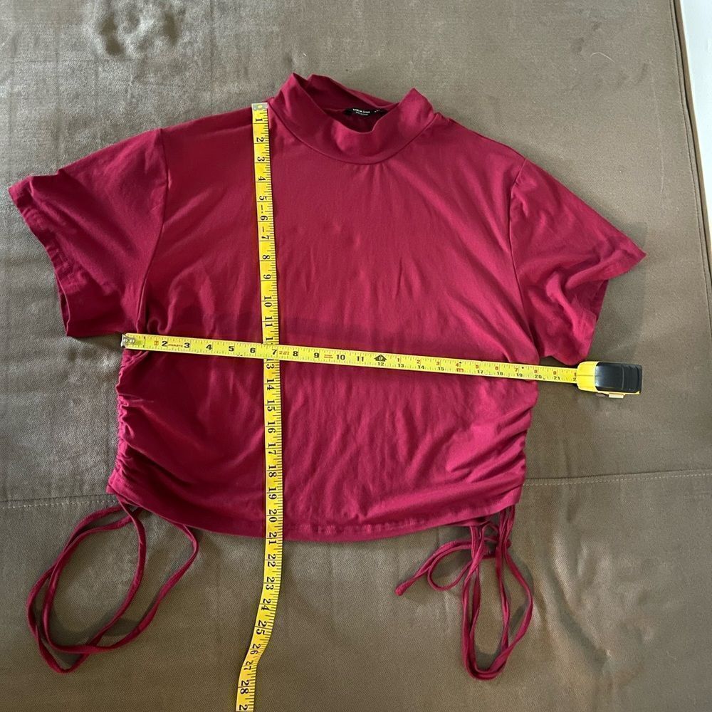Shein Curve Red Cotton Blnd Drawstring Side short sleeve Tee & Skirt set Sz 4XL - Picture 8 of 11
